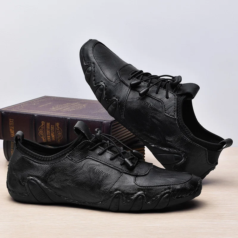 

New Leather Men's Casual Shoes Men Loafers Flat Breathable Moccasins Italian Designer Style Shoes Comfortable Sneakers 38-46