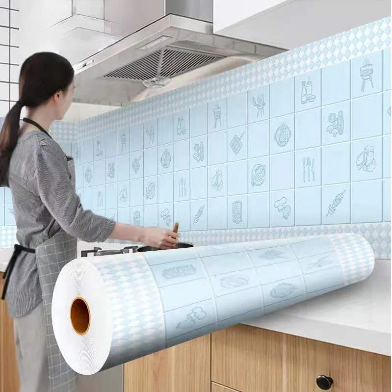 

Premium nano film for kitchen Oil Proof Waterproof Kitchen Wallpaper sticker Aluminum Foil Wall Paper Cabinet Self Adhesive