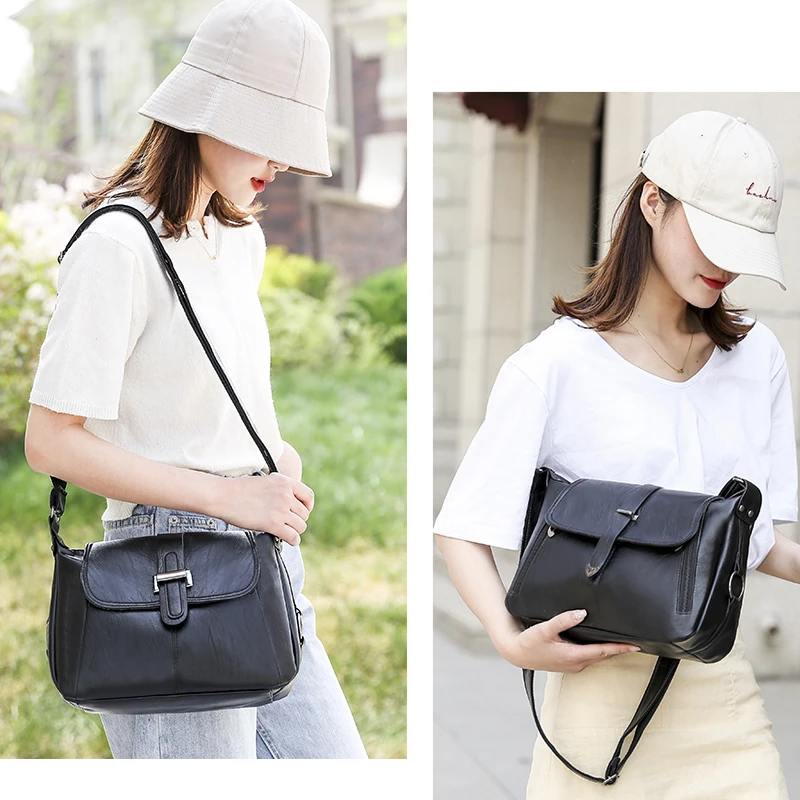 

Sac A Main Leather Small Bags For Women Shoulder Bag Designer Handbags Vintage Bolsa Luxo Bolsa Crossbody Multiple Pockets Soft
