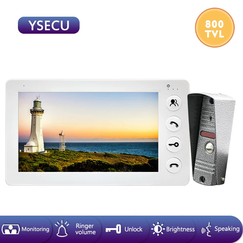Видеодомофон YSECU 800TVL проводной белый видеодомофон 7 дюймов встроенный источник