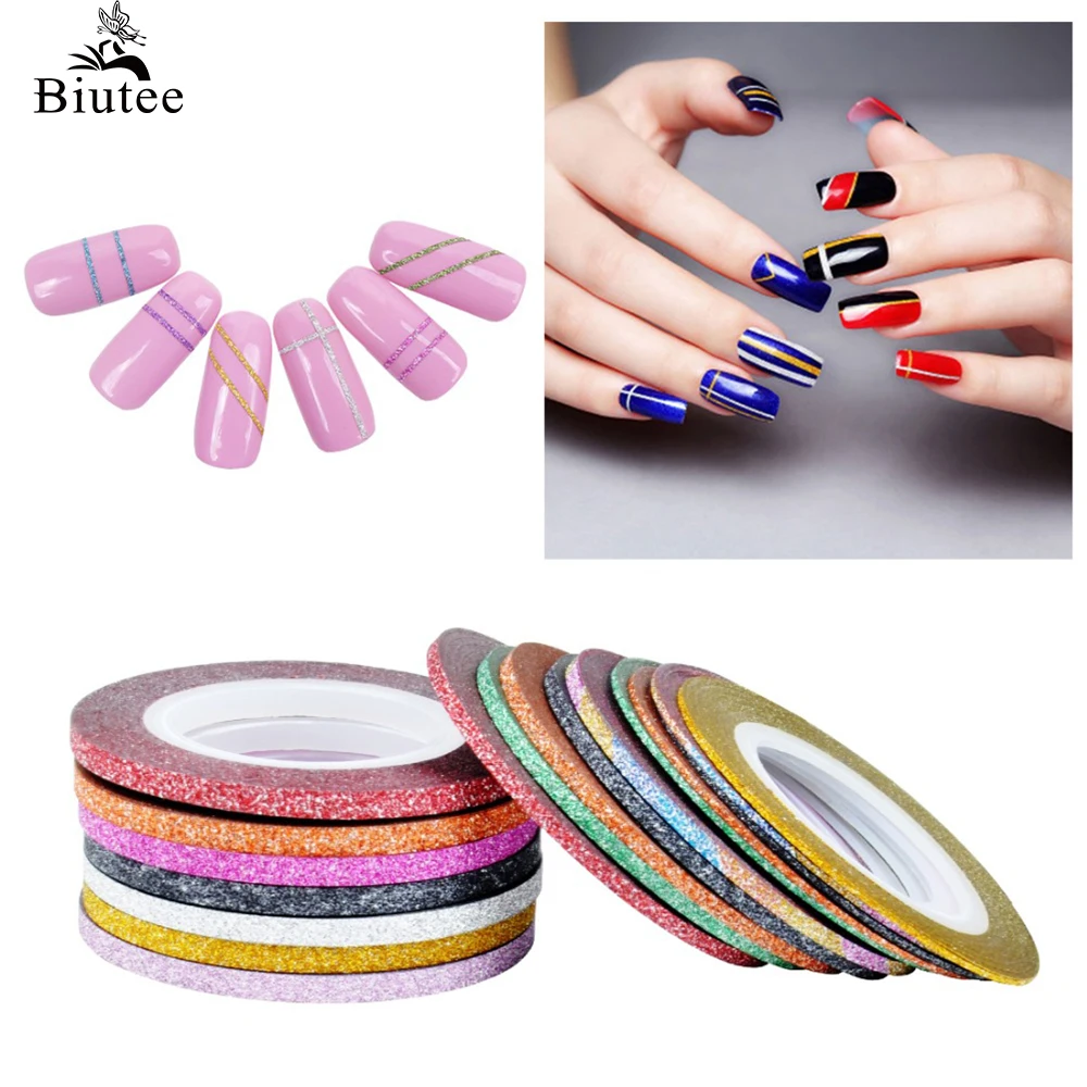 Biutee 1 рулон смешанные цвета скраб металл золото серебро мм 2 3 полоски для ногтей