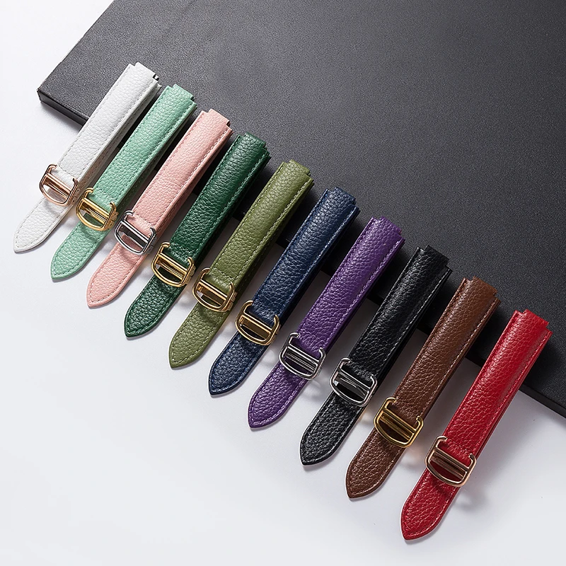 

Replace Cartier Blue Balloon Strap Lychee Grain Cowhide Soft Leather Strap Men's and Women's Leather Folding Accessories