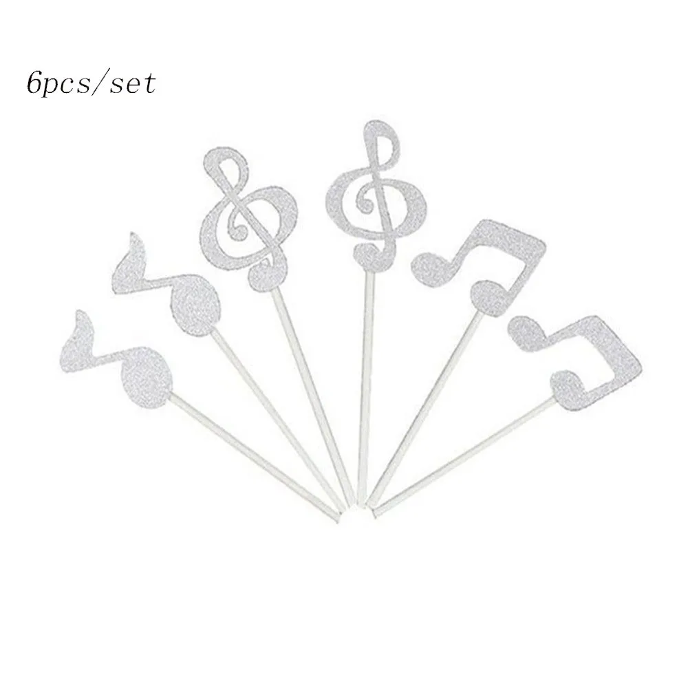 6 шт./компл. музыкальные ноты топпер для торта Топпер кексов сделай сам дети день