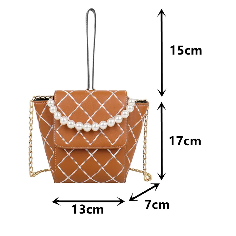 

Rhombus Lattice Shoulder Handbags for Women Luxury Leather Tote Bag Pearl Quilted Crossbody Bag Ladies Small Flap Messenger Bags