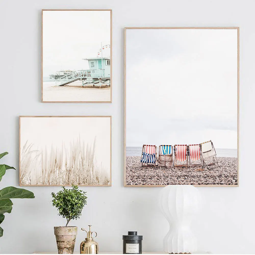 Пейзаж холст Постер в скандинавском стиле Пляжная стена искусство пшеничная