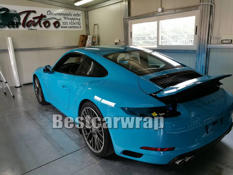 3M quality Gloss Miami blue Vinyl Wrap whole Car wrap covering Air Bubble Free / initial Low tack glue PROTWRAPS 1.52x18m |
