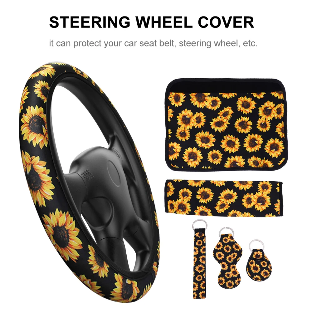 1 комплект Подсолнух чехол для ремня безопасности рулевого колеса аксессуаров