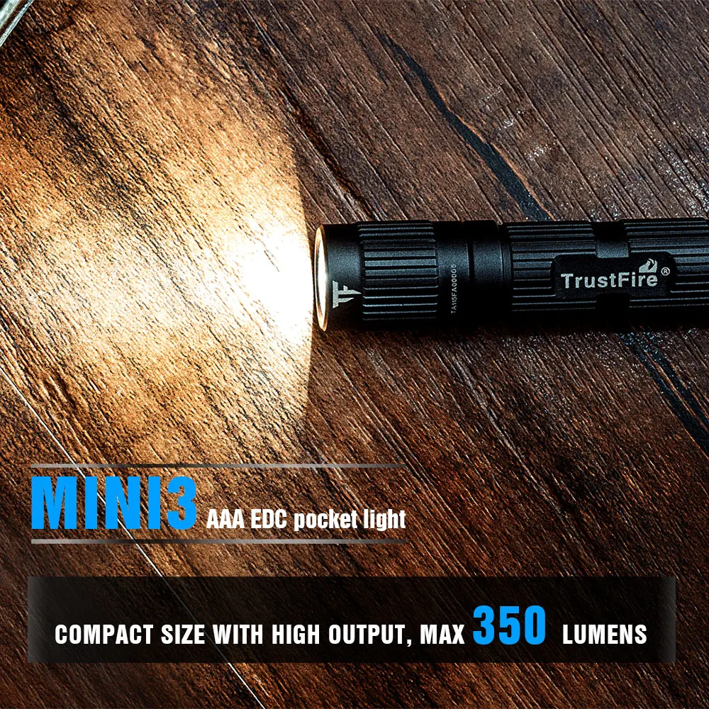 Светодиодный фонарик Trustfire Mini3 Edc брелок 350 люмен дизайн широкого напряжения 1 2 в/1 5