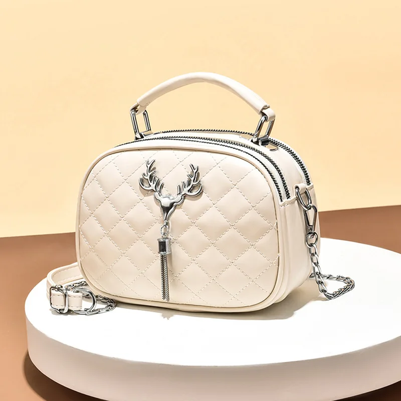 

Female Fashion Luxury Girls Handbags Crossbody Bags Woman Metal Deer Head Brand Shoulder Purse Mini Square Messenger Bag EB10171