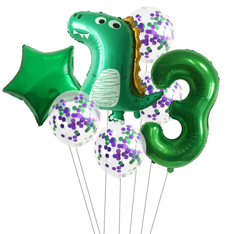 

7Pcs Dinosaur Number Balloons Set Jungle Animal Jurassic World Decoration Kids Birthday Party Baby Shower Decor Animal Balloon