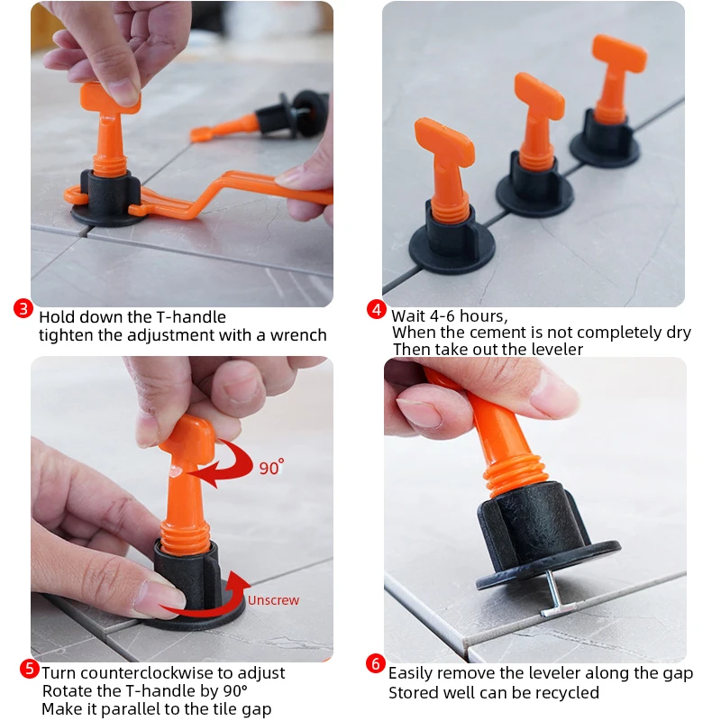 Tile Gasket Horizontal Wedge Kit, Used For Floor Tile Leveling, Leveling System, Rotating Leveler Gasket, Wrench, Gap Reserved