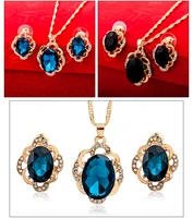 fund popular gem female ellipse black gem ear nail necklace geometry full drill two sets necklace act the role of jewelry