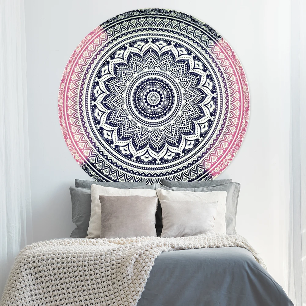 

140 X 140cm Round Mandala Tapestry Yoga Mat Wall Hanging Carpet Cloth Beach for Home Hotel Bedroom Decoration