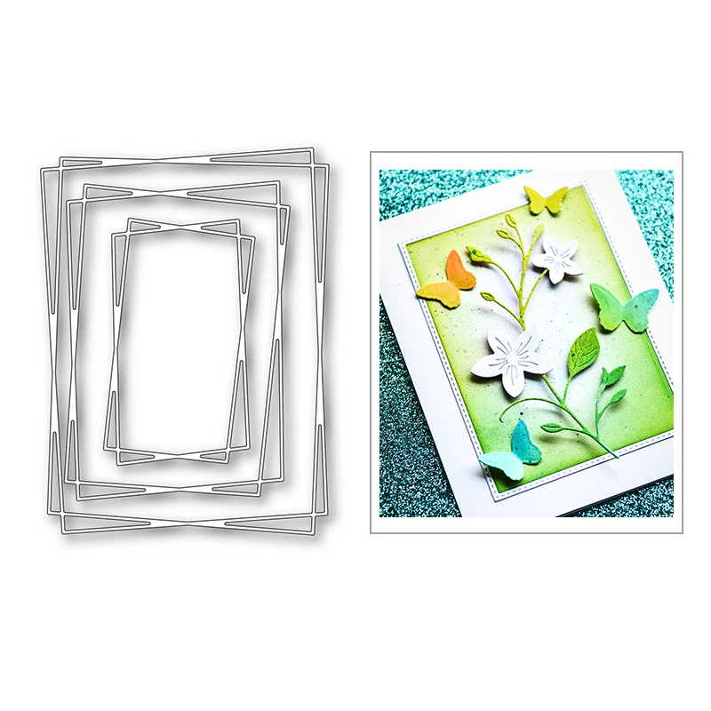 

Новая двойная прямоугольная рамка для поделок 2020 металлические Вырубные штампы для скрапбукинга и изготовления открыток тиснение фона без штампов