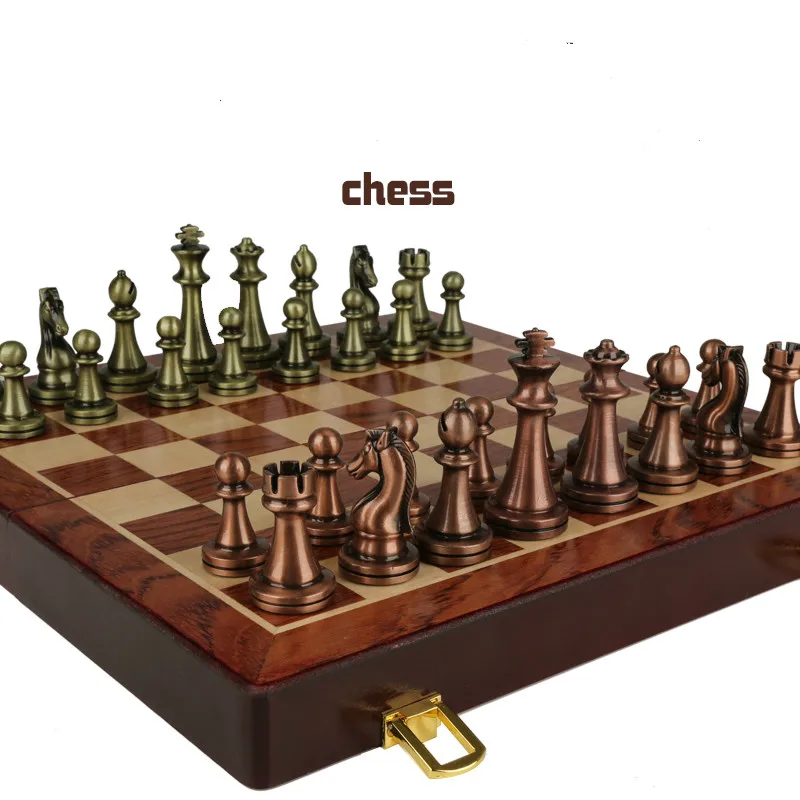 Высококачественная Шахматная Подарочная коробка металлические бронзовые