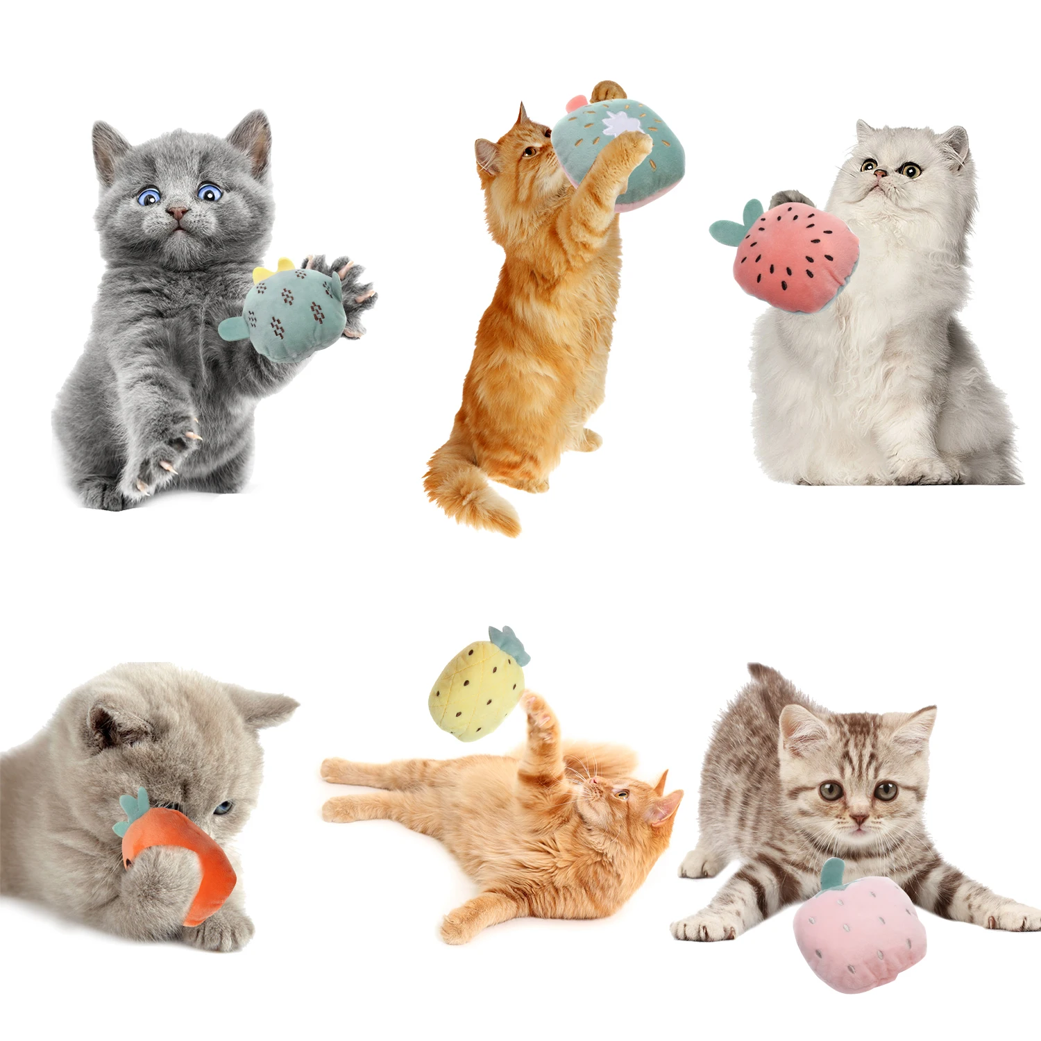Мягкие плюшевые игрушки для домашних животных 6 шт. фрукты кошка интерактивные