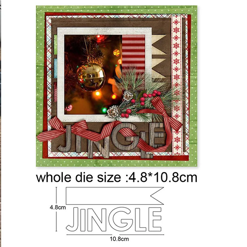 

Christmas Banner JINGLE Metal Cutting Dies For Diy Craft Dies Scrapbooking Embossing Die Cut Stencil Dies Decoration Card Making