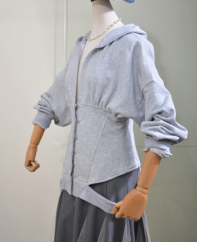 Женская Асимметричная Толстовка Getspring черная или серая Повседневная толстовка с