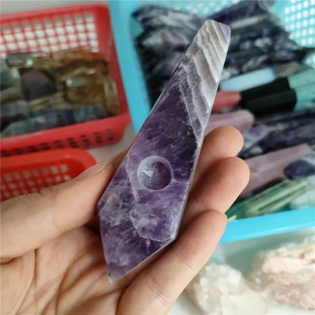 

1pcs 100% natural dream amethyst smoking pipe quartz points for gift