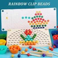 wooden rainbow clip beads toys concentration logic training montessori childrens educational toys gift kids parent child game