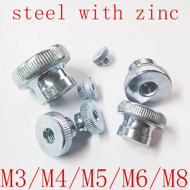 white zinc 2-10 шт. M3 M4 M5 M6 M8 M10 GB806 черная/никелевая/оцинкованная рифленая шаг большой палец гайка Iinstrument ручная затягивающая гайка - Цвет: white zinc