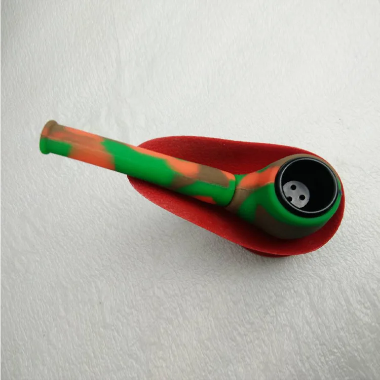 Силиконовая трубка с металлическим стеклом портативная силиконовая для курения