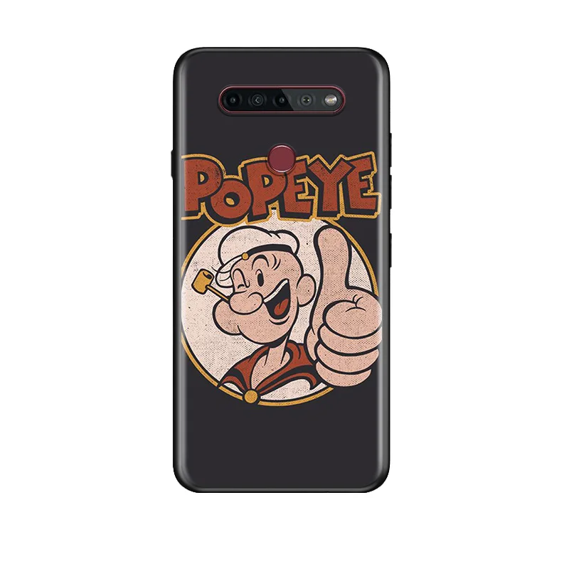 

Spinach Sailor For LG G8 V30 V35 V40 V50 V60 Q60 K40S K50S K41S K51S K61 K71 K22 ThinQ 5G TPU Silicone Black Phone Case