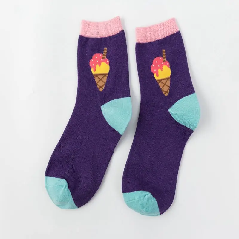 Хлопковые женские носки без пятки INS Fries Burger хлопковые высокие трубчатые кавайные