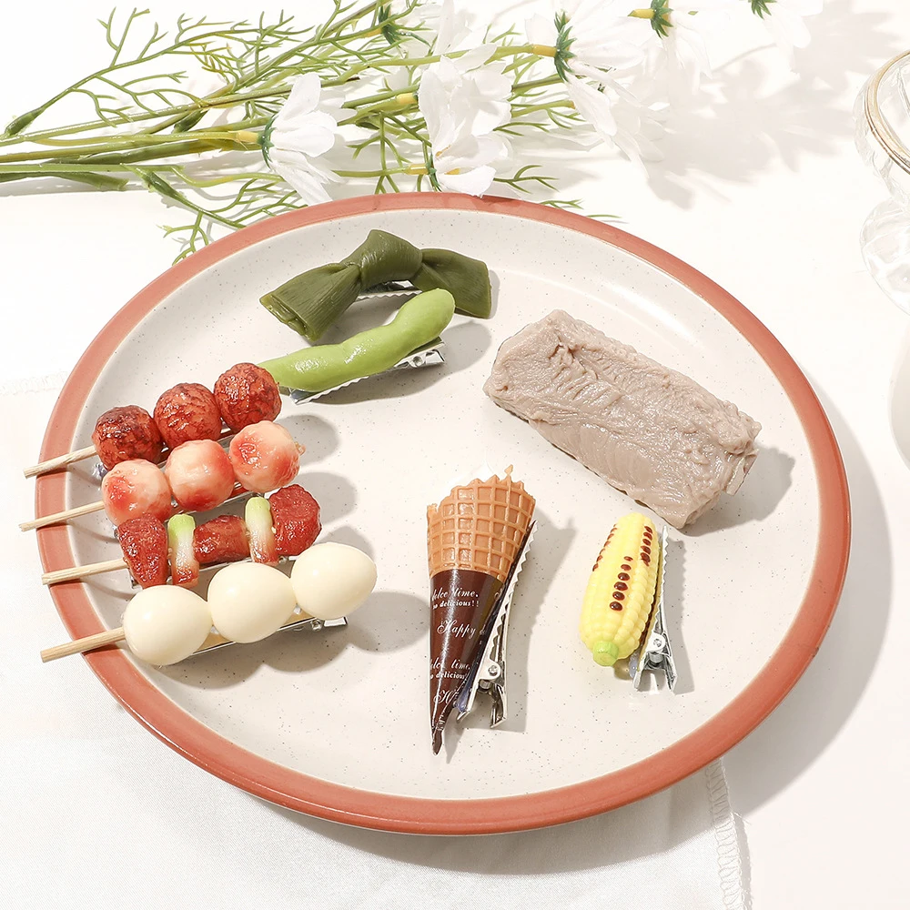 

New Barbecue Vegetable Hairpin Hair Clip Ins Style Barrettes Fashion Duckbill Metal Girls Hair Accessories DIY Jewelry Headbands