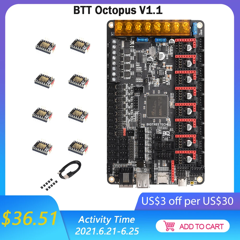 Материнская плата BIGTREETECH BTT Octopus V1.1 32 бит TMC2209 TMC2208 детали для 3D принтера VS Spider V1.0 SKR