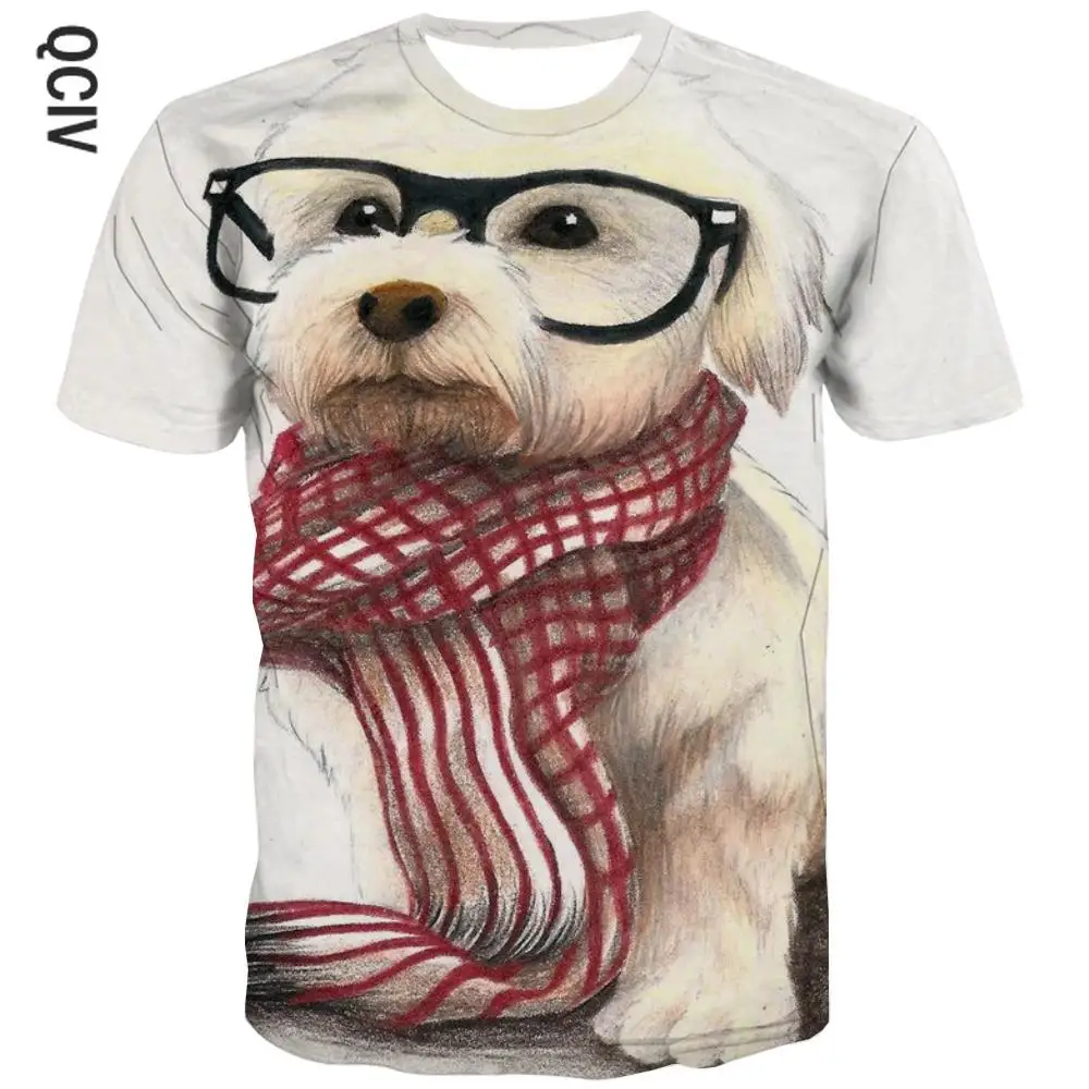 

QCIV Dog T-shirt Girl Animal Tshirt Printed Painting T-shirts 3d Lovely Tshirts Casual kids Clothing Hip hop Printed Style Tops