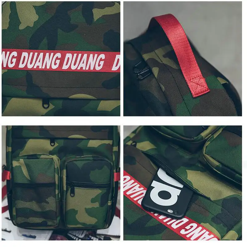 

PUOU 2019 newest hot men women backpack Oxford camouflage school bag male female outdoor tarvel Multi-pocket student gym package