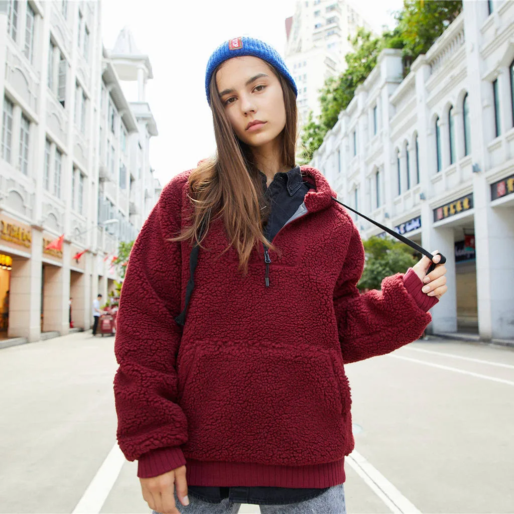 JAYCOSIN Пара Толстовка однотонные плюшевый балахон пуловеры Sweatwear осень Для мужчин