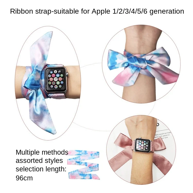 

Относится к Apple IWatch1/2/3/4/5/6 ремешок ленты шелковый шарф ремешок часы с бантиком ремешок для Apple Watch ремень 96 см