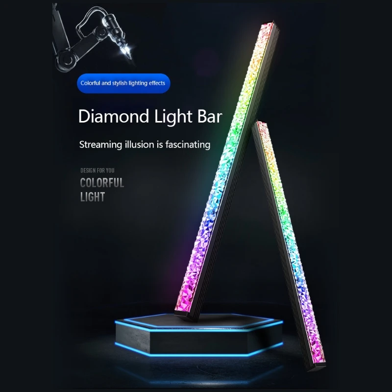 

67JA PC Computer Case Light Bar Magnetic 5V / 3 PIN Addressable RGB LED Strip Light Support Aura Sync Diamond Crystal