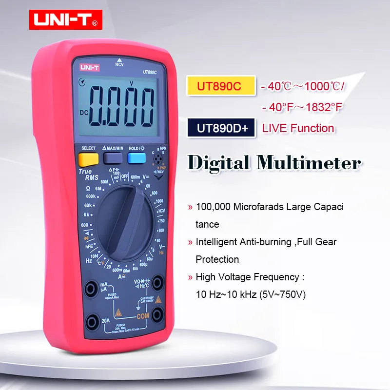 Цифровой мультиметр UNI-T UT890C UT890D + True RMS Измеритель постоянного и переменного тока