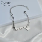 Браслет UZone из нержавеющей стали с гравировкой имени для девочек, браслет с подвесками в виде любовного замка на удачу, подарок на день рождения, ювелирное изделие