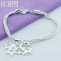 doteffil 925 sterling silver five snake chain star bracelet for woman charm wedding engagement party fashion jewelry