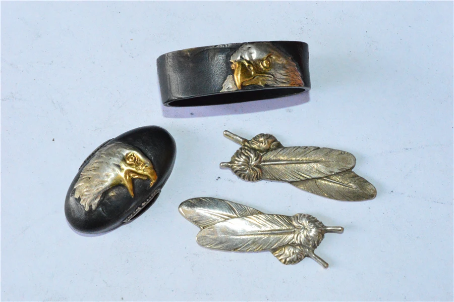 Набор медных изделий ручной работы золотой и серебряный Страж Tsuba menumi Fuchi Кашира