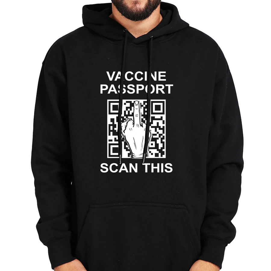

Scan This Vaccine Passport Hoodies Funny QR Code Middle Fingertips Anti Vax Sweatshirt The Anti-Vax Movement Essential Tops