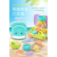 summer silicone soft baby beach toys kids mesh bag bath play sandbox set beach party cart bucket sand molds tool water game
