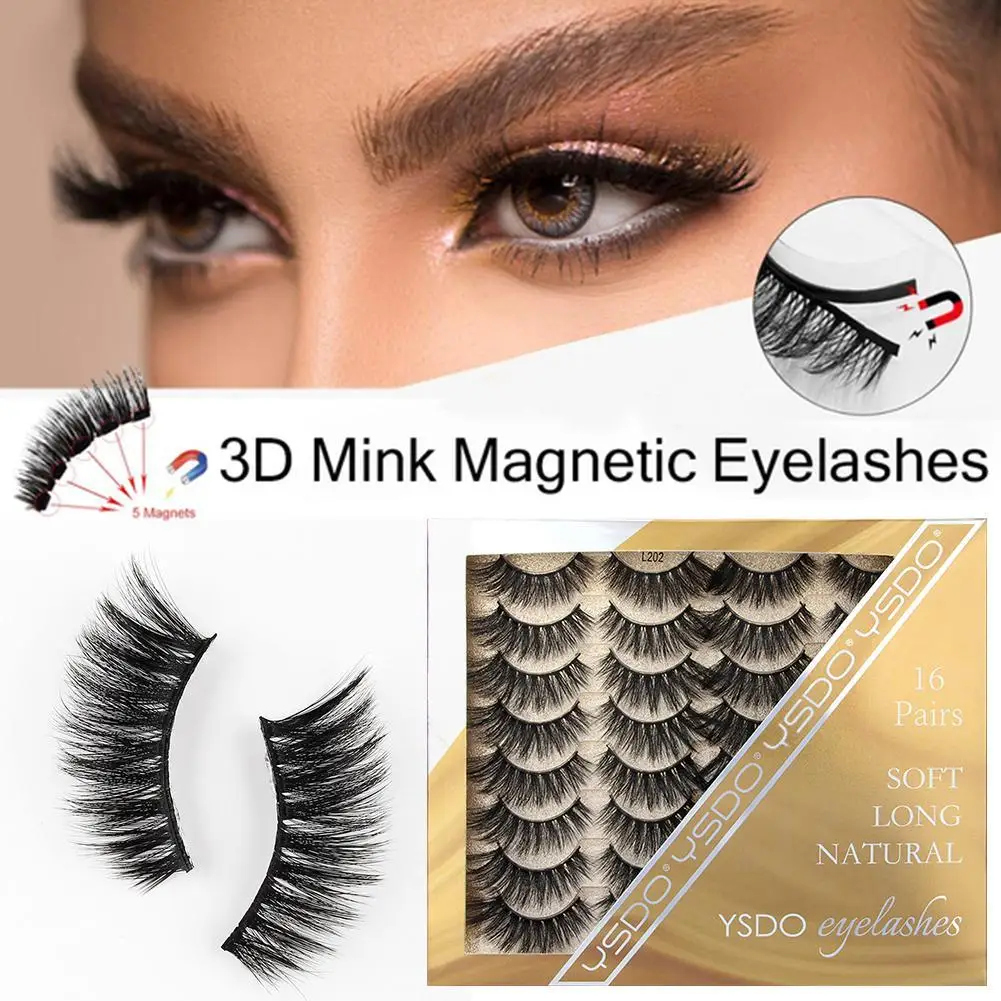 

16 Pair 3D Mink Eyelashes Cruelty Free Lashes Fluffy False Dramatic Makeup Lashes Full Thick Cils Real Strip Eyelashes W6Q1