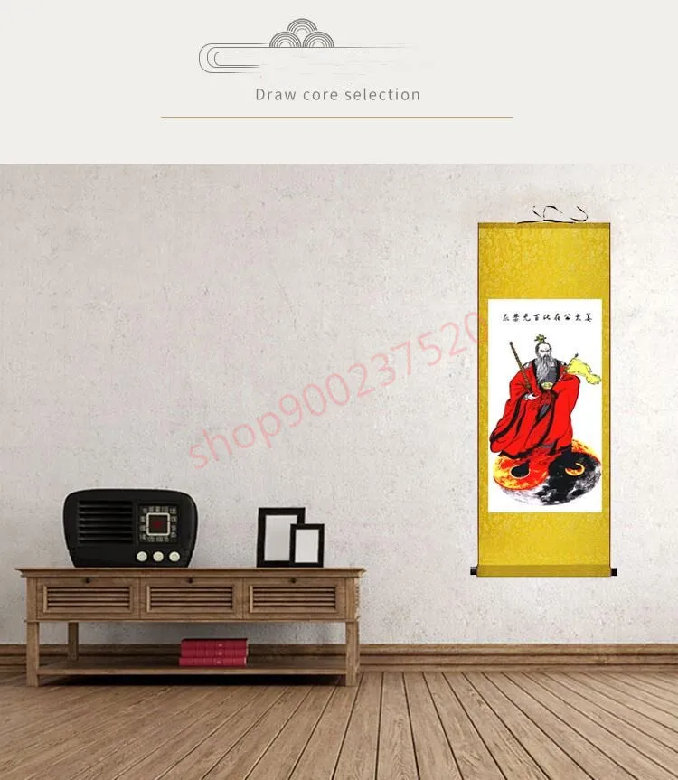 (customized) The statue of Jiang Taigong Ziya Shang Taoist deity Fengshui silk scroll wall map | Дом и сад