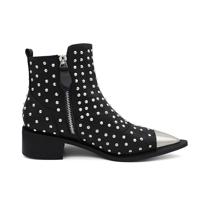 Женские ботильоны большого размера современные Ботинки на каблуке женские
