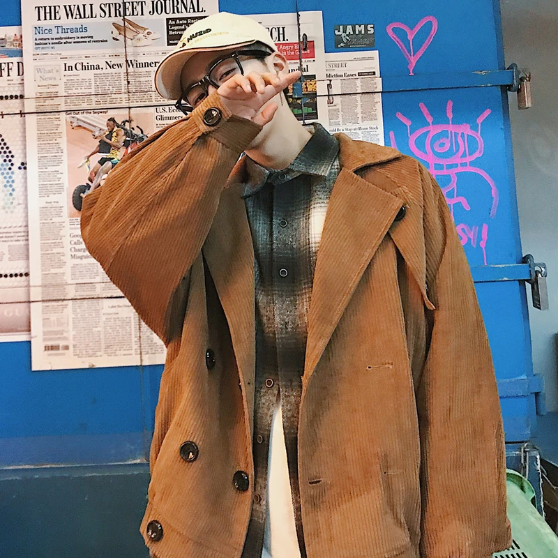 2019 Мужская свободная одежда пальто вельвет уличная куртка бомбер мужской