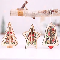 christmas decorations wooden laser hollowthree dimensional christmas tree pendants holiday partieschildrens room decoration