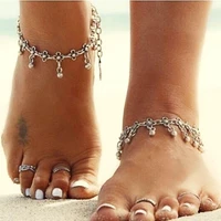 delysia king women simple water droplets tassel anklets bohemian style barefoot summerr beach jewelry