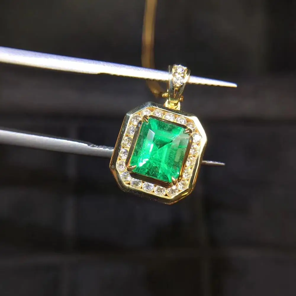 Настоящие хорошие драгоценности из золота 18 карат AU750 G18K натуральный изумрудная