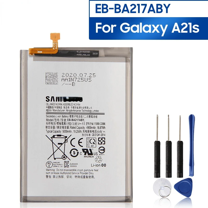 

Оригинальная фотобатарея для Samsung Galaxy A21s, оригинальная запасная батарея телефона 5000 мАч + Бесплатные инструменты