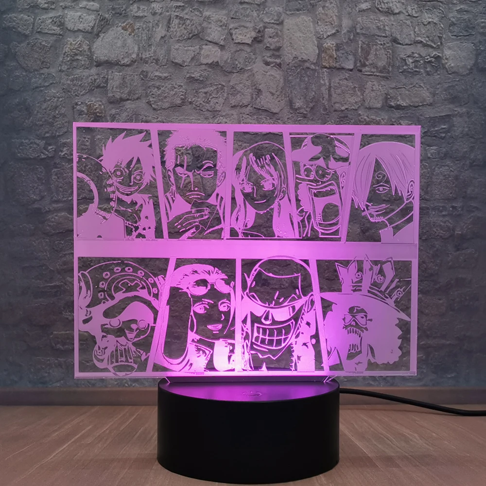 Слитный Ночной светильник в виде комиксов аниме ролевая обезьянка · D Luffy Nami Zoro
